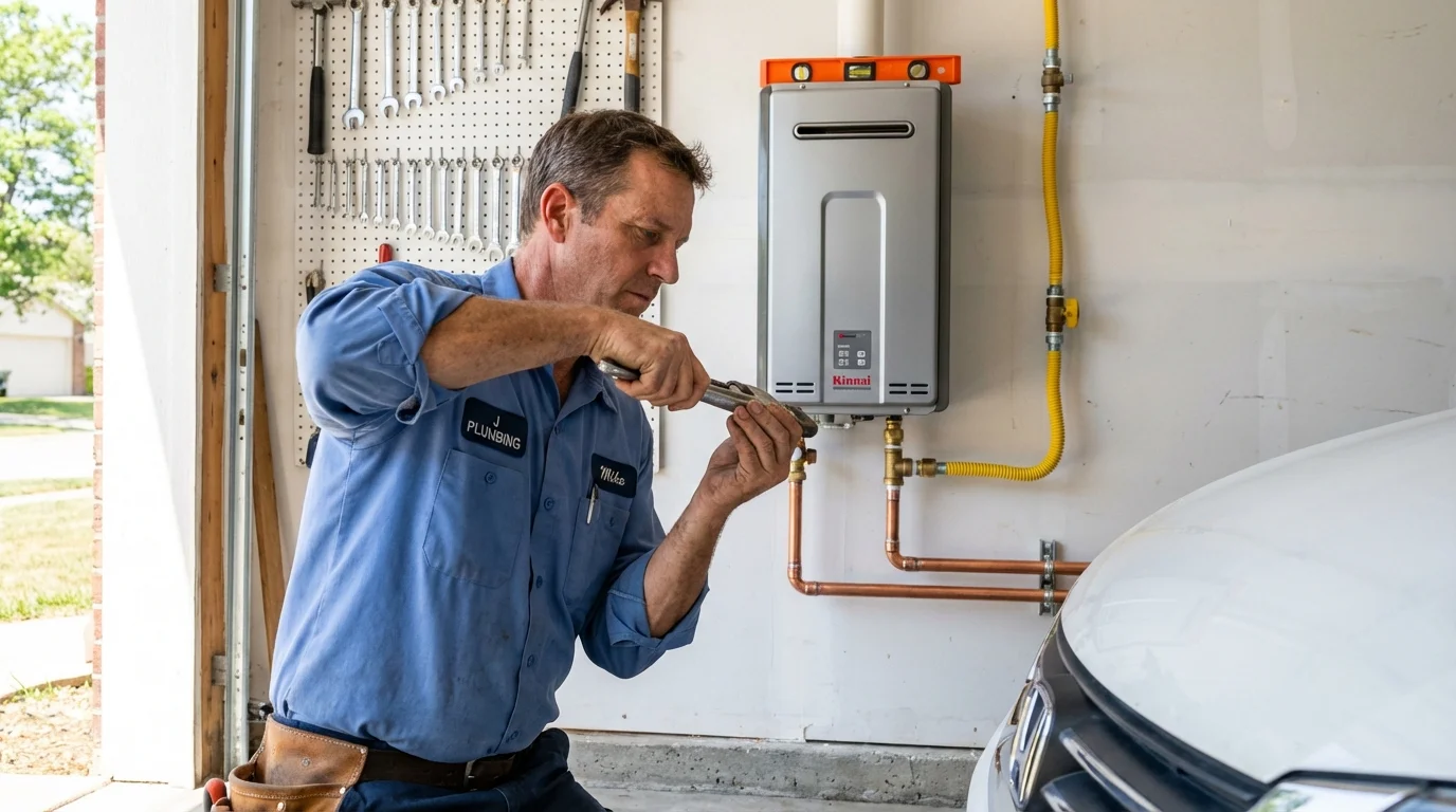 Tankless water heater installation by a Johns Plumbing LLC plumber in Ceredo